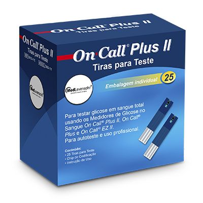 25 Tiras Reagentes Individualizadas para Teste de Glicemia On Call® Plus II G133-11C