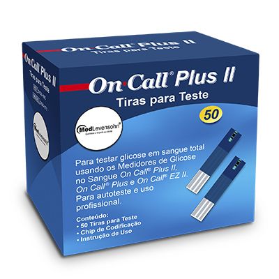 50 Tiras Reagentes em Frasco para Teste de Glicemia On Call® Plus II