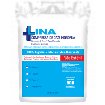 Compressa Cirúrgica de Gaze Hidrófila Não Estéril LINA