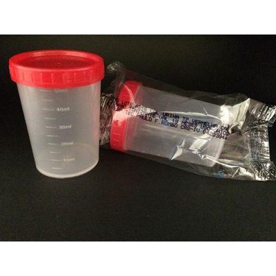 Coletor Urina Translúcido tampa vermelha individual estéril (50ml)