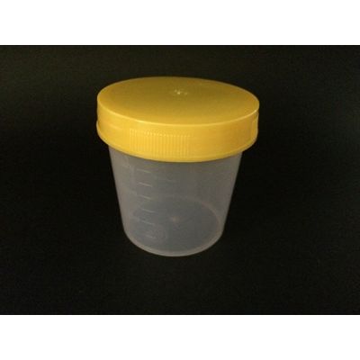 Coletor Urina Translúcido tampa amarela a granel (80ml)