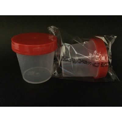 Coletor Urina Translúcido tampa vermelha individual estéril (80ml)