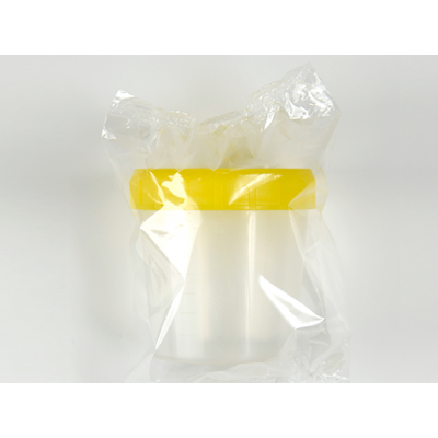 Coletor Urina Translúcido tampa amarela individual (80ml)